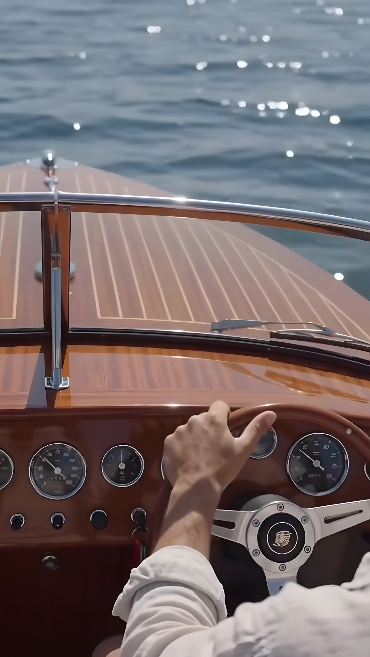 At the wheel of the Sorrento — classic dials and varnished decks